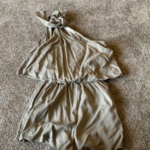Olive, one shoulder romper